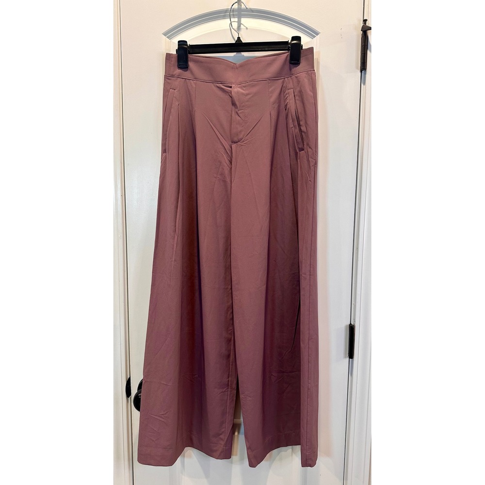Athleta Brooklyn Wide Leg Pants Womens 8 Mauve Excellent High Rise Pleated